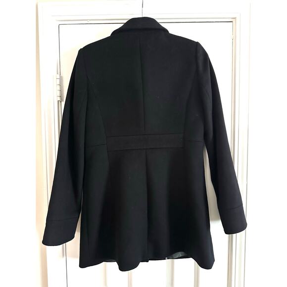 J. CREW Black Wool Ruffle-Front Trim Dress Winter Coat Preppy - Sz 6 - Picture 3 of 5